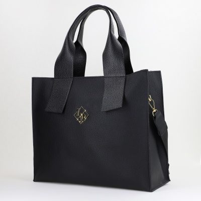 Geantă Damă Shopper Piele Ecologică Neagră Bretea de Umar Laura Biaggi BS302MG2409007