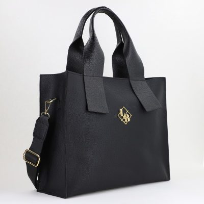 Geantă Damă Shopper Piele Ecologică Neagră Bretea de Umar Laura Biaggi BS302MG2409007