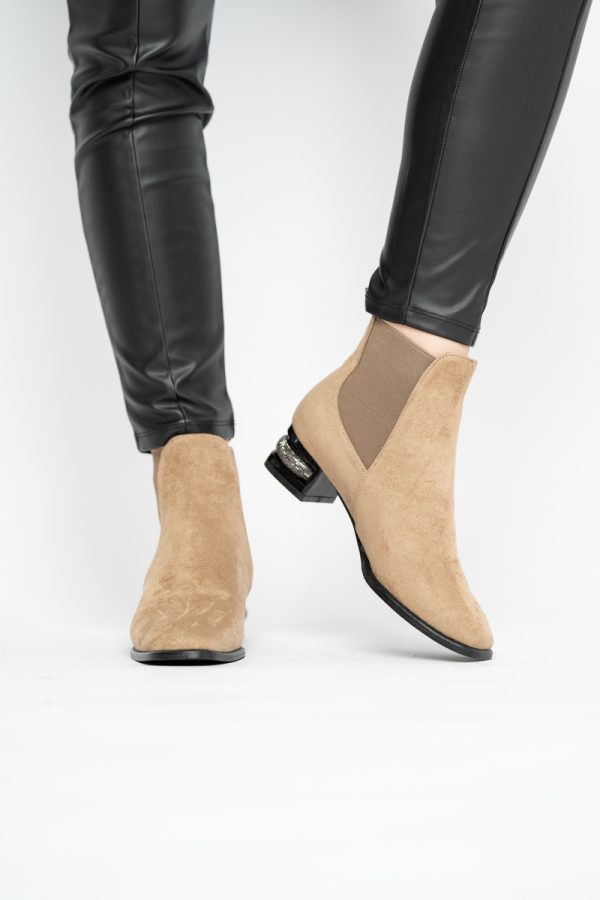 Botine damă din piele ecologică întoarsă Taupe BS151BT2410032 127