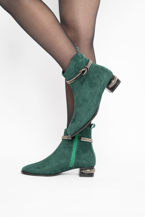 Botine damă din piele ecologică intoarsă culoare Verde (BS160BT2410037) 137