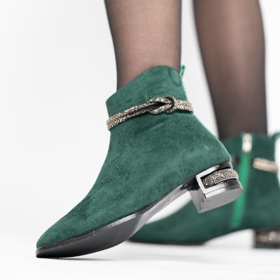 Botine damă din piele ecologică intoarsă culoare Verde (BS160BT2410037)