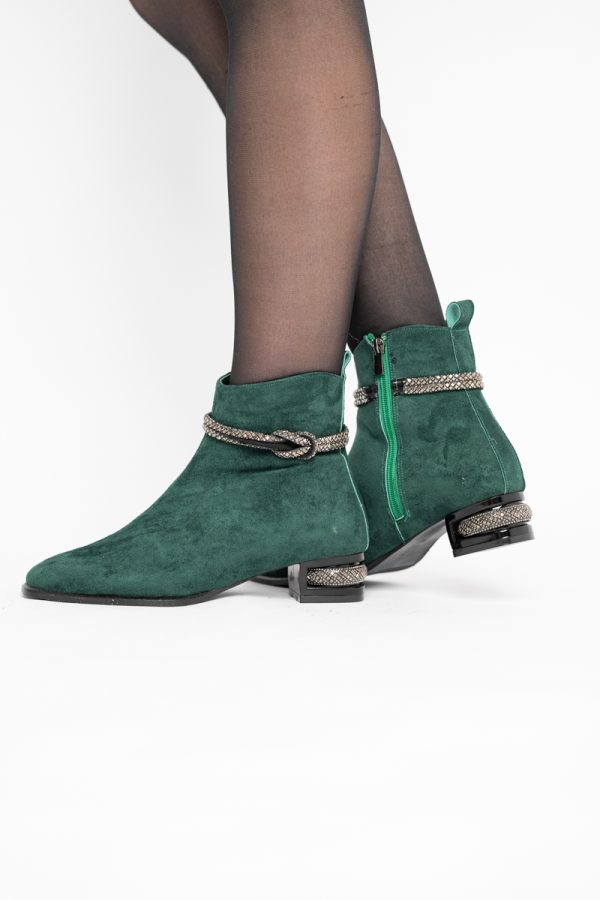 Botine damă din piele ecologică intoarsă culoare Verde (BS160BT2410037) 129