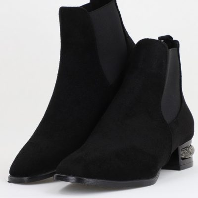 Botine damă din piele ecologică întoarsă Negre BS151BT2410030