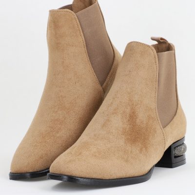 Botine damă din piele ecologică întoarsă Taupe BS151BT2410032