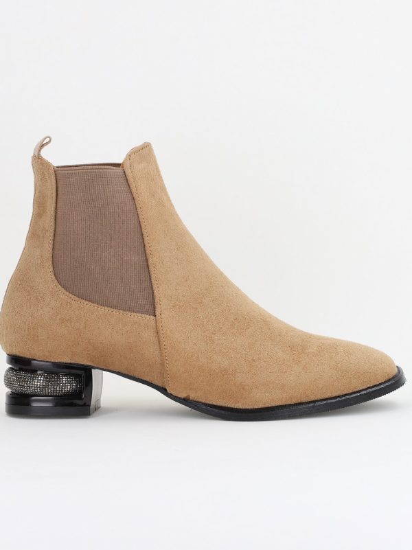 Botine damă din piele ecologică întoarsă Taupe BS151BT2410032 136