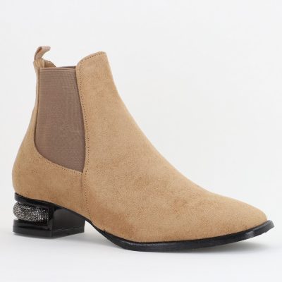 Botine damă din piele ecologică întoarsă Taupe BS151BT2410032