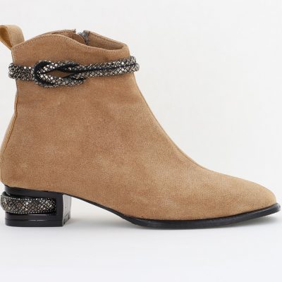 Botine damă din piele ecologică intoarsă culoare Taupe (BS160BT2410036)