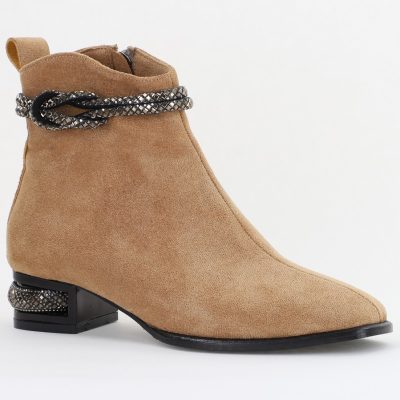 Botine damă din piele ecologică intoarsă culoare Taupe (BS160BT2410036)