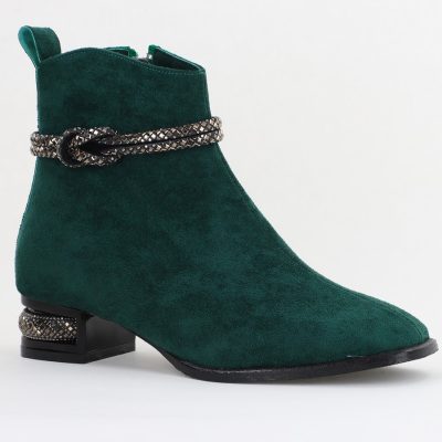 Botine damă din piele ecologică intoarsă culoare Verde (BS160BT2410037)