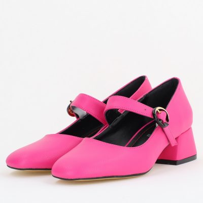 Pantofi Casual Damă cu Toc Jos din Piele Ecologică culoare Fuchsia mat BS210AY2410935