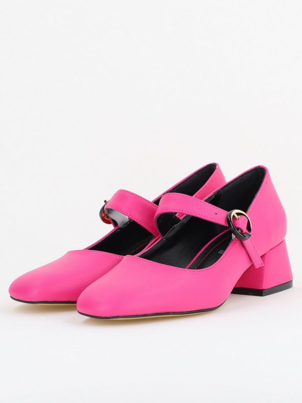 Pantofi Casual Damă cu Toc Jos din Piele Ecologică culoare Fuchsia mat BS210AY2410935 135