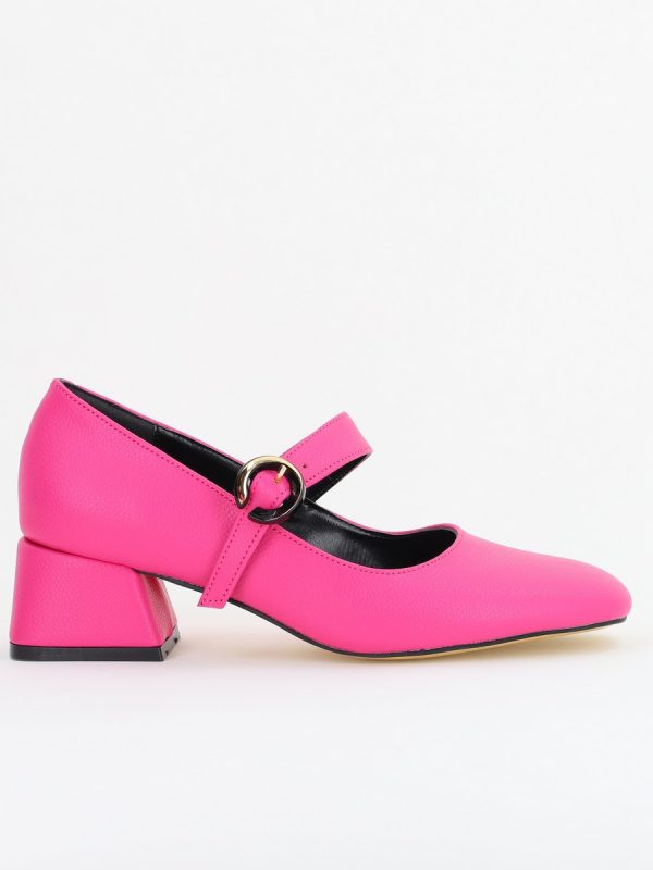 Pantofi Casual Damă cu Toc Jos din Piele Ecologică culoare Fuchsia mat BS210AY2410935 136