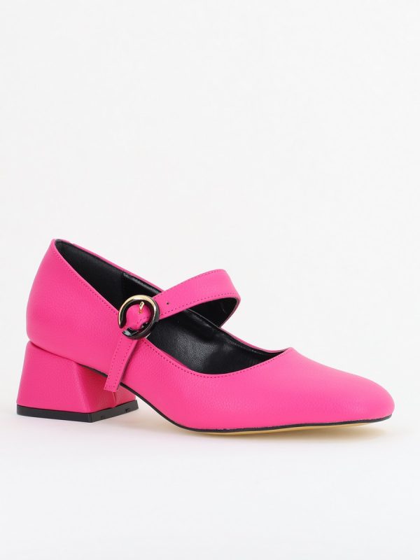 Incaltaminte Dama - Pantofi Casual Damă cu Toc Jos din Piele Ecologică culoare Fuchsia mat BS210AY2410935