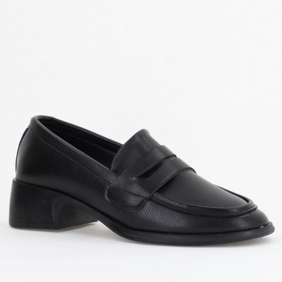 Pantofi Damă Casual Tip Loafer Piele Ecologică Negru Mat - BS4000AY2409871