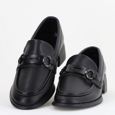 Pantofi Damă Casual Tip Loafer Piele Ecologică Negru mat - BS4003AY2409873