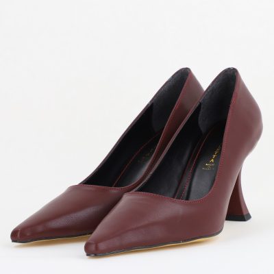 Pantofi Damă Stiletto Bordo Mat din Piele Ecologica (BS0203AY2410051)