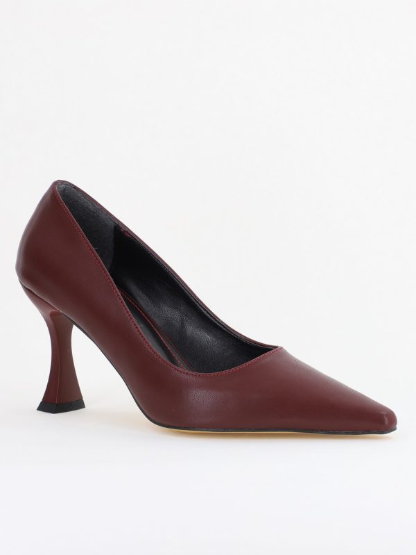 Incaltaminte Dama - Pantofi Damă Stiletto Bordo Mat din Piele Ecologica (BS0203AY2410051)