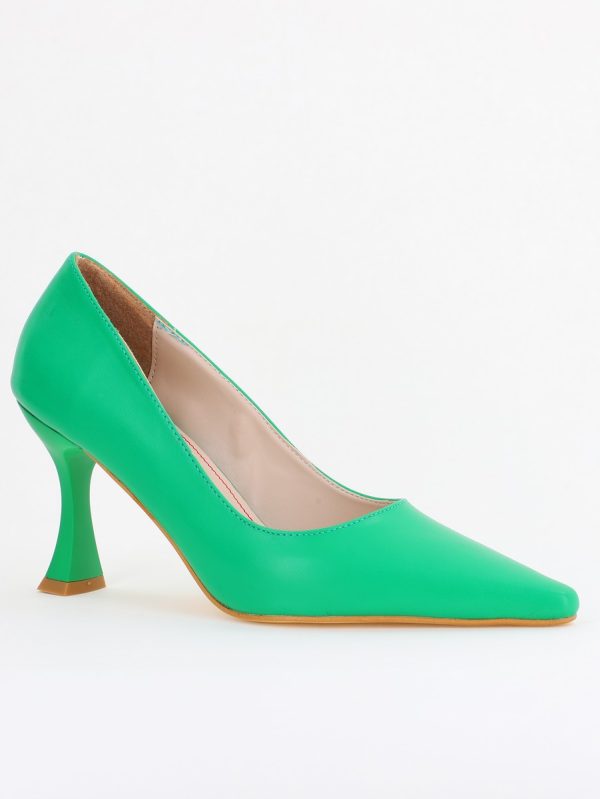 Incaltaminte Dama - Pantofi Damă Stiletto Verde Mat din Piele Ecologica (BS0203AY2410060)