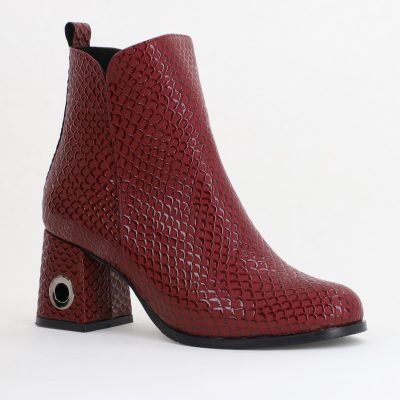 Botine damă din piele ecologică Bordo (BS712BT2411126)