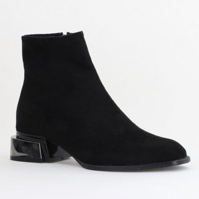 Botine damă din piele ecologică întoarsă Negru(BS250BT2411156)