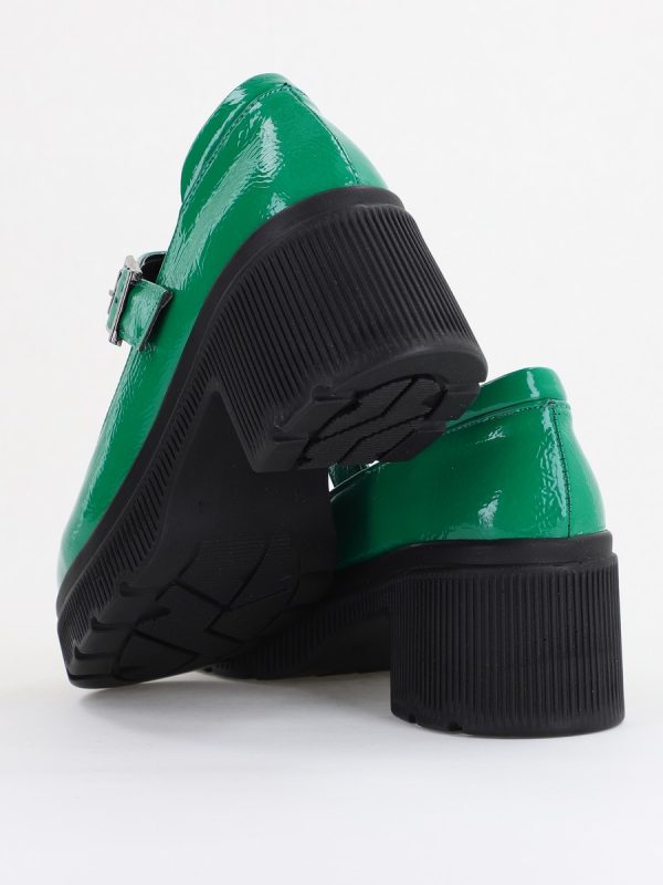 Pantofi Damă Casual cu Toc din Piele Ecologică Verde Lac BS501AY2410066 138