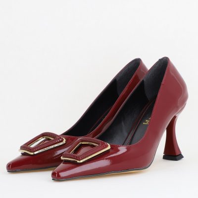 Pantofi Damă Stiletto Bordo Lac din Piele Ecologică (BS0202AY2411204)