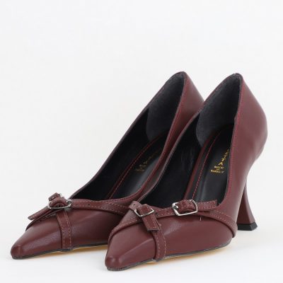 Pantofi Damă Stiletto Bordo Mat din Piele Ecologică BS0200AY2411178