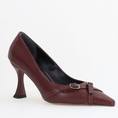 Pantofi Damă Stiletto Bordo Mat din Piele Ecologică BS0200AY2411178