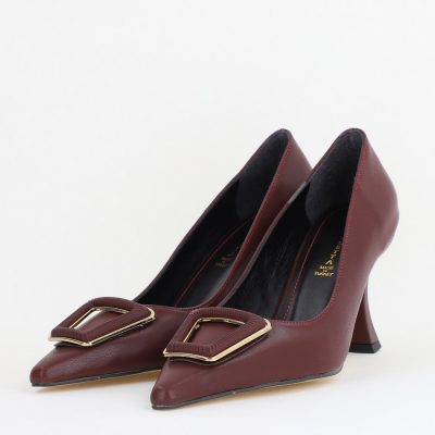 Pantofi Damă Stiletto Bordo Mat din Piele Ecologică (BS0202AY2411193)