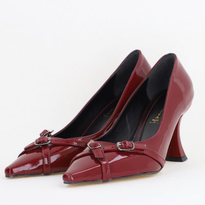 Pantofi Damă Stiletto Bordo Lac din Piele Ecologică BS0200AY2411188