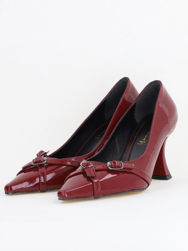 Pantofi Damă Stiletto Bordo Lac din Piele Ecologică BS0200AY2411188 135