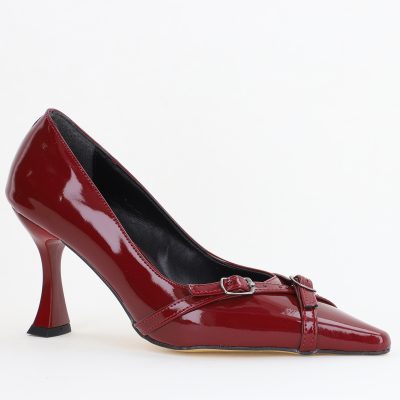 Pantofi Damă Stiletto Bordo Lac din Piele Ecologică BS0200AY2411188