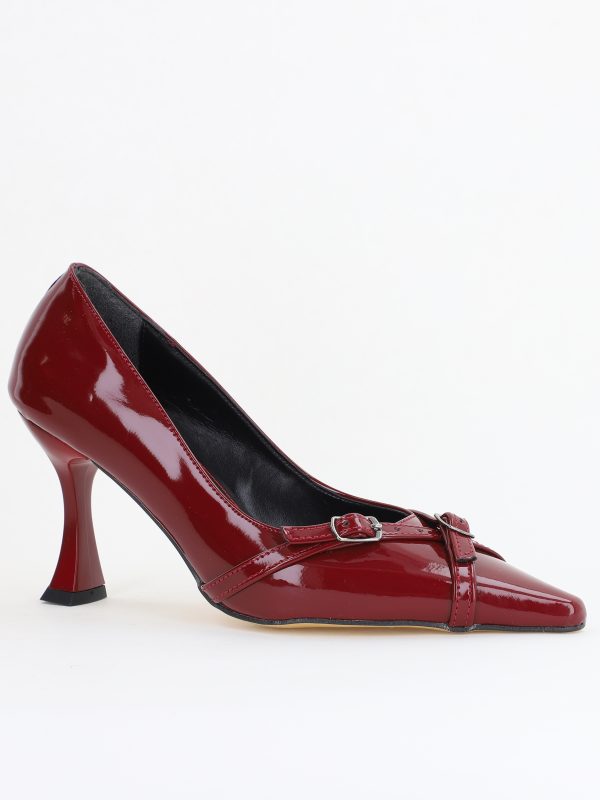 Incaltaminte Dama - Pantofi Damă Stiletto Bordo Lac din Piele Ecologică BS0200AY2411188