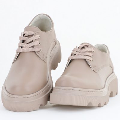 Pantofi Casual Damă Taupe din Piele Naturală Leofex