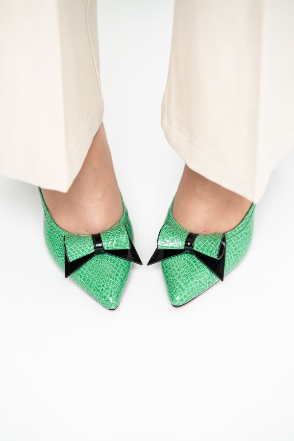 Pantofi Damă cu Toc Gros Verde ondulat din Piele Ecologică Nicoletta BS2010D2503238 119