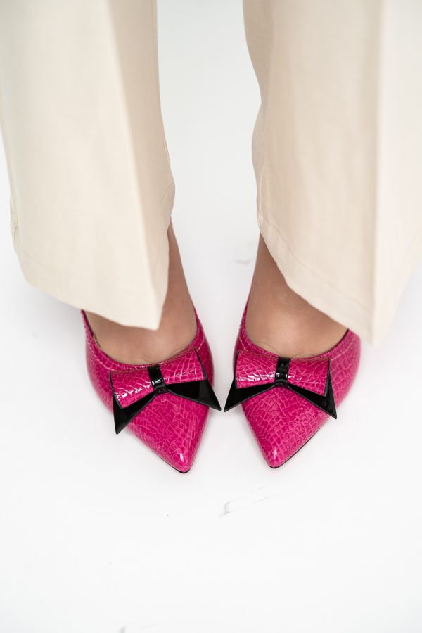 Pantofi Damă cu Toc Gros Fuchsia ondulat din Piele Ecologică Nicoletta BS2010D2503239 119