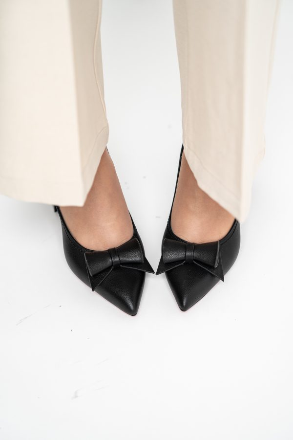 Pantofi Damă cu Toc Gros Negru Mat din Piele Ecologică Nicoletta BS2010D2503243 119
