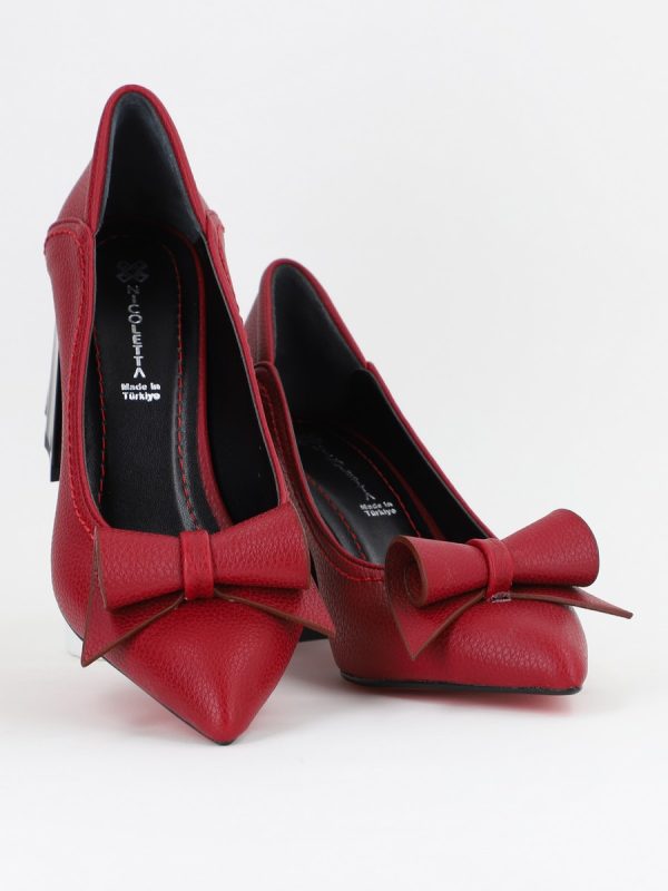 Pantofi Damă cu Toc Gros Bordo Mat din Piele Ecologică Nicoletta BS2010D2504285 119