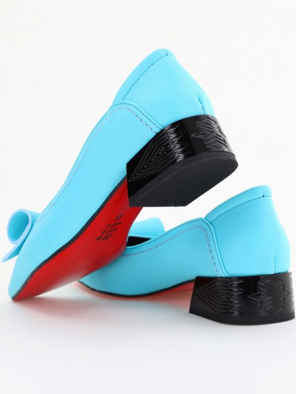 Pantofi Damă cu Toc Jos Albastru Mat cu fundiță din Piele Ecologică (BS510D2504288) 121