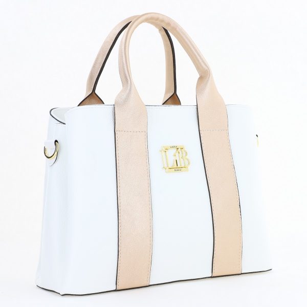 Geantă damă casual Alb cu auriu cu trei compartimente Laura Biaggi BS373MG2505903 120