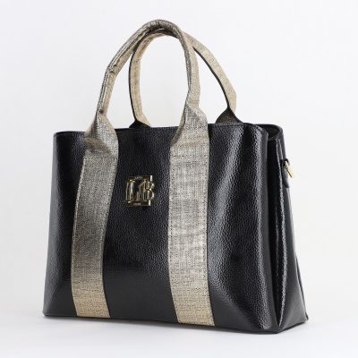 Geantă damă casual Negru și Auriu cu trei compartimente Laura Biaggi BS373MG2505901