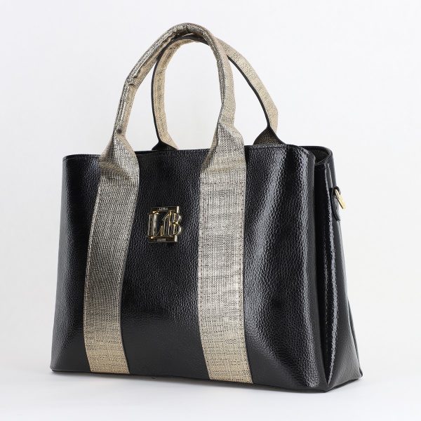 Genti Dama - Geantă damă casual Negru și Auriu cu trei compartimente Laura Biaggi BS373MG2505901