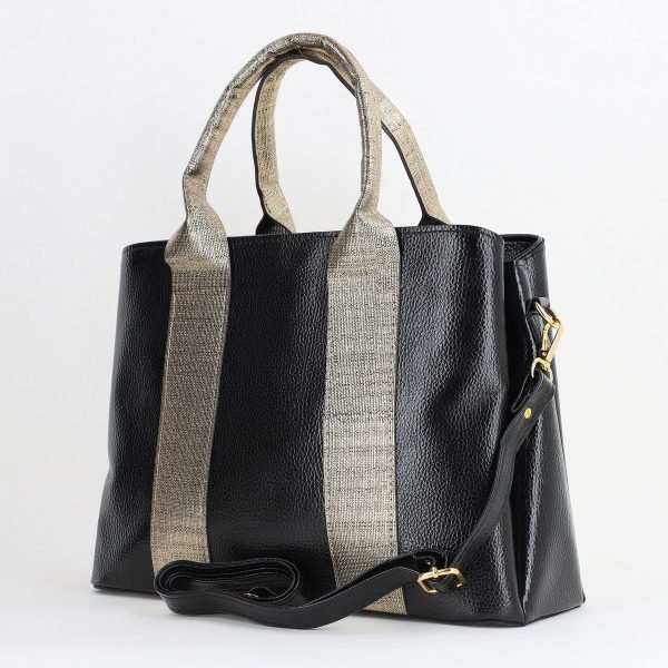 Geantă damă casual Negru și Auriu cu trei compartimente Laura Biaggi BS373MG2505901 121