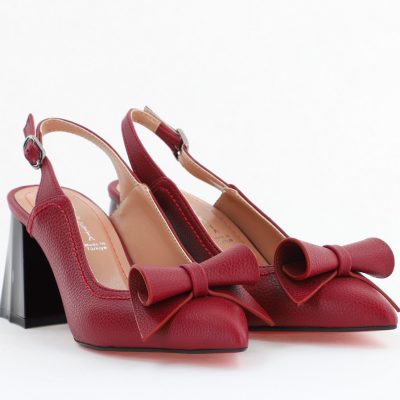 Pantofi Damă Decupați cu Toc Gros Bordo mat din Piele Ecologică Nicoletta BS2010-1D2505349