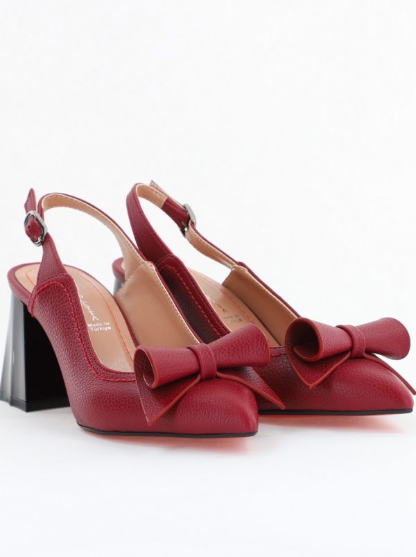 Pantofi Damă Decupați cu Toc Gros Bordo mat din Piele Ecologică Nicoletta BS2010-1D2505349 119