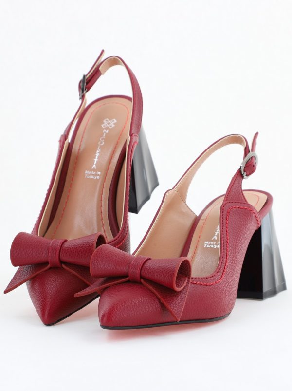 Pantofi Damă Decupați cu Toc Gros Bordo mat din Piele Ecologică Nicoletta BS2010-1D2505349 120