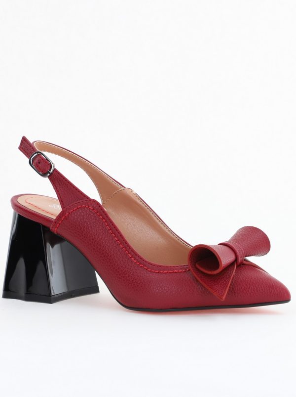 Incaltaminte Dama - Pantofi Damă Decupați cu Toc Gros Bordo mat din Piele Ecologică Nicoletta BS2010-1D2505349