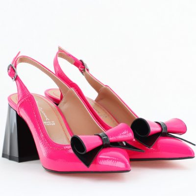 Pantofi Damă Decupați cu Toc Gros Fuchsia lac din Piele Ecologică Nicoletta BS2010-1D2505341