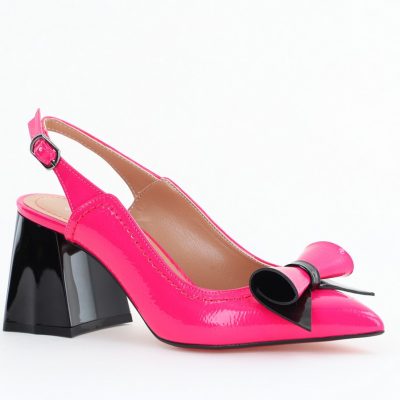 Pantofi Damă Decupați cu Toc Gros Fuchsia lac din Piele Ecologică Nicoletta BS2010-1D2505341