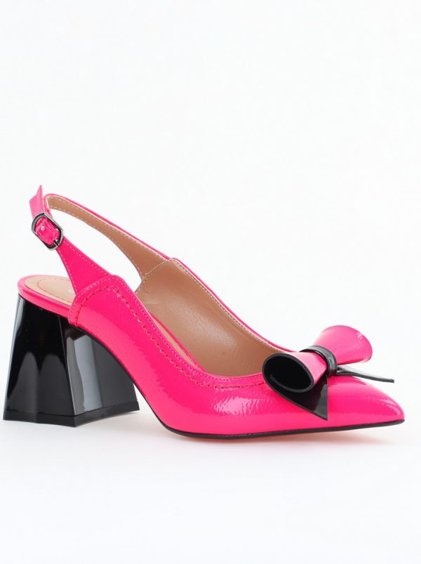 Incaltaminte Dama - Pantofi Damă Decupați cu Toc Gros Fuchsia lac din Piele Ecologică Nicoletta BS2010-1D2505341
